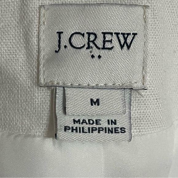 Women’s J CREW Linen Blend Blazer Cambell Pom-Pom White Jacket Size Medium - Picture 4 of 9